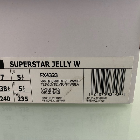 New never worn. Superstar Jelly Adidas Original Superstar. Size 7 woman’s. Lilac - Picture 6 of 7